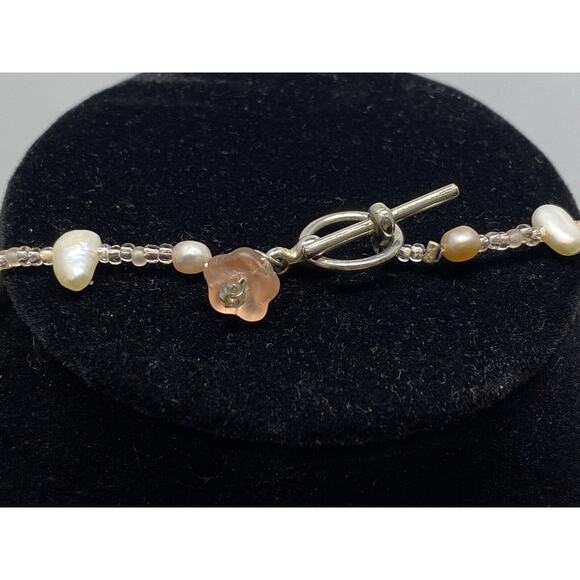 Vintage 80s Baroque Pearl & Small Beaded 12" Single Strand Boho Chic Necklace - Picture 4 of 5